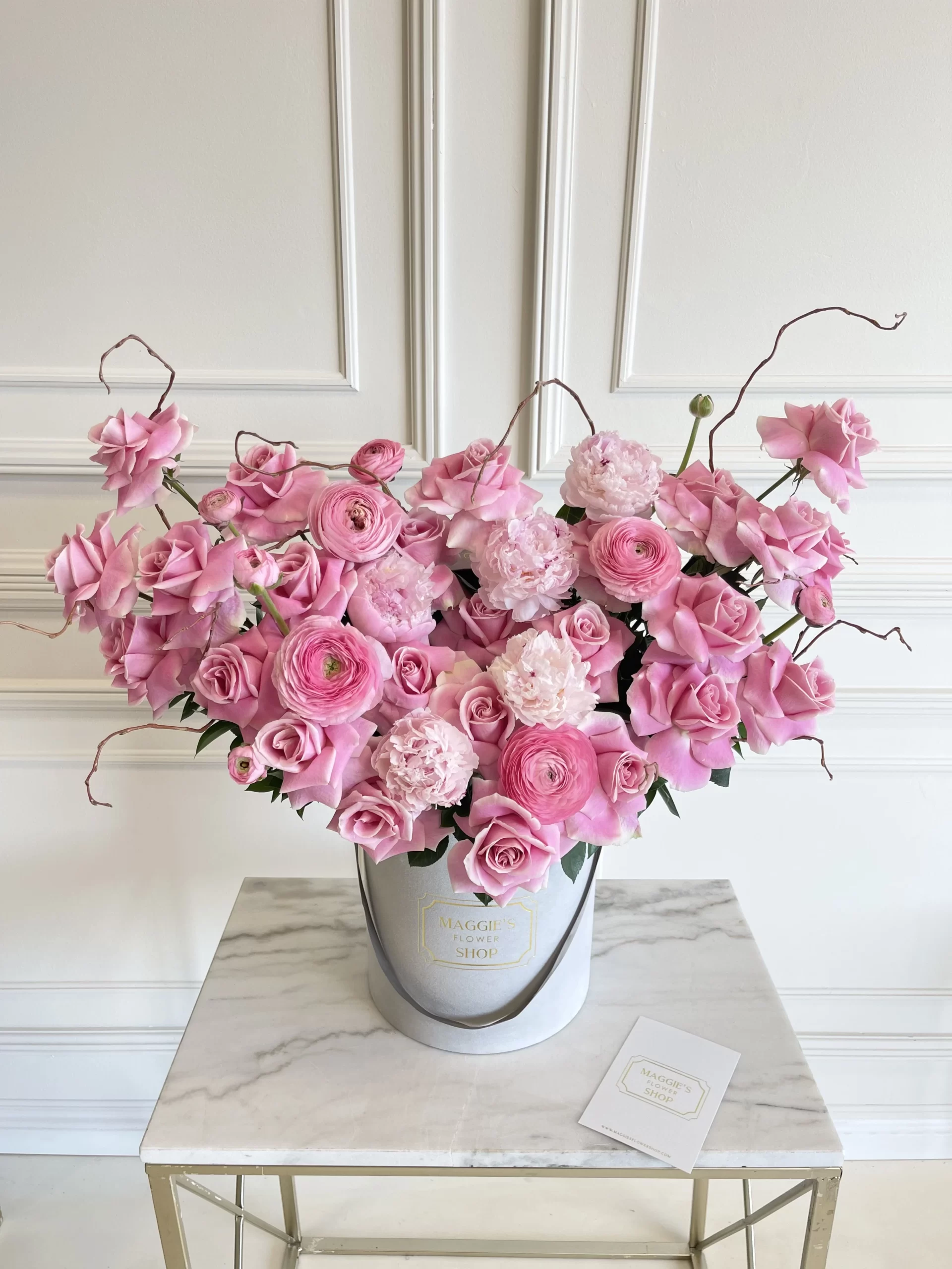 B&BA Pink Reflexed Rose Box
