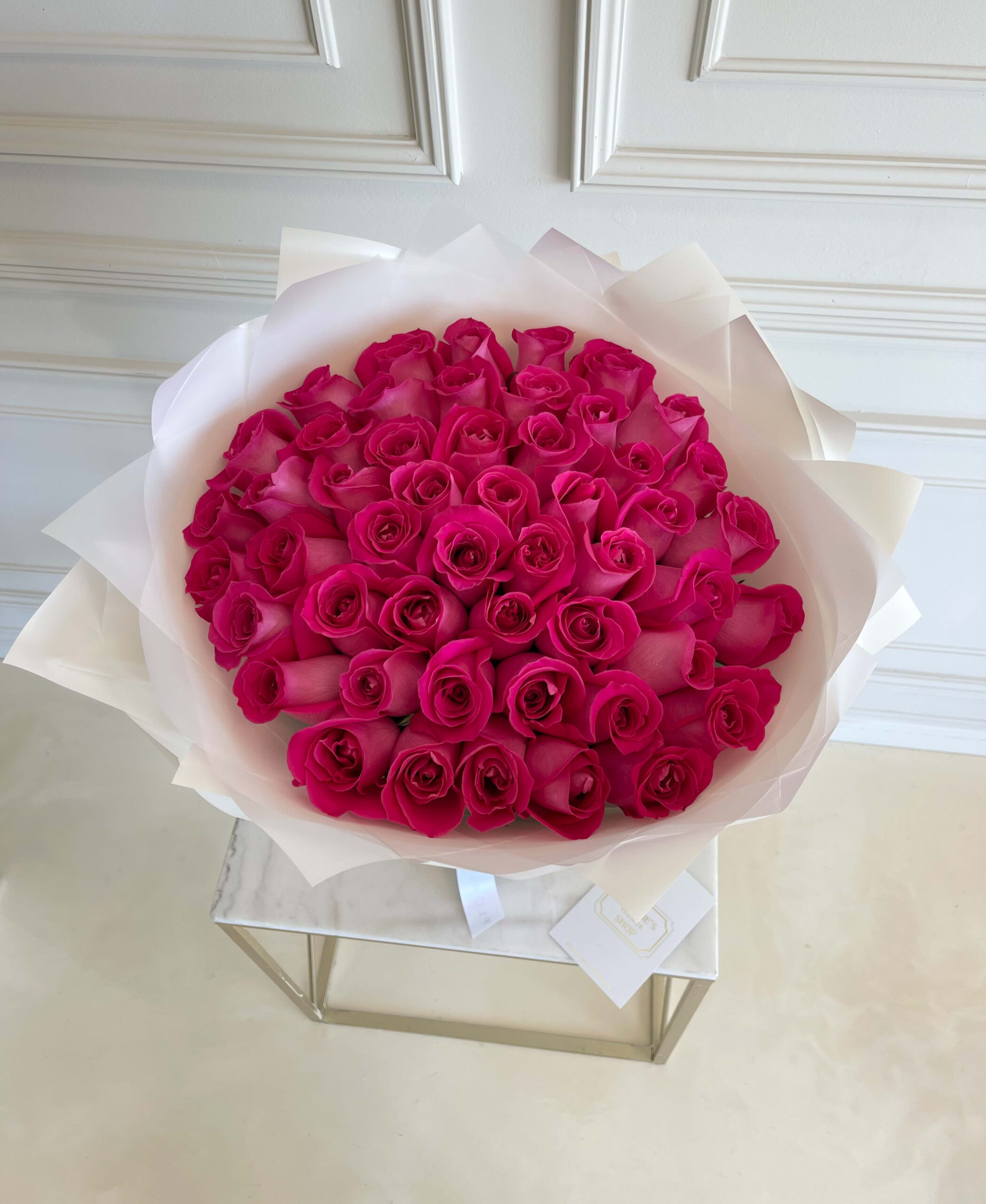 B&BA Hot Pink 50 Rose Bouquet