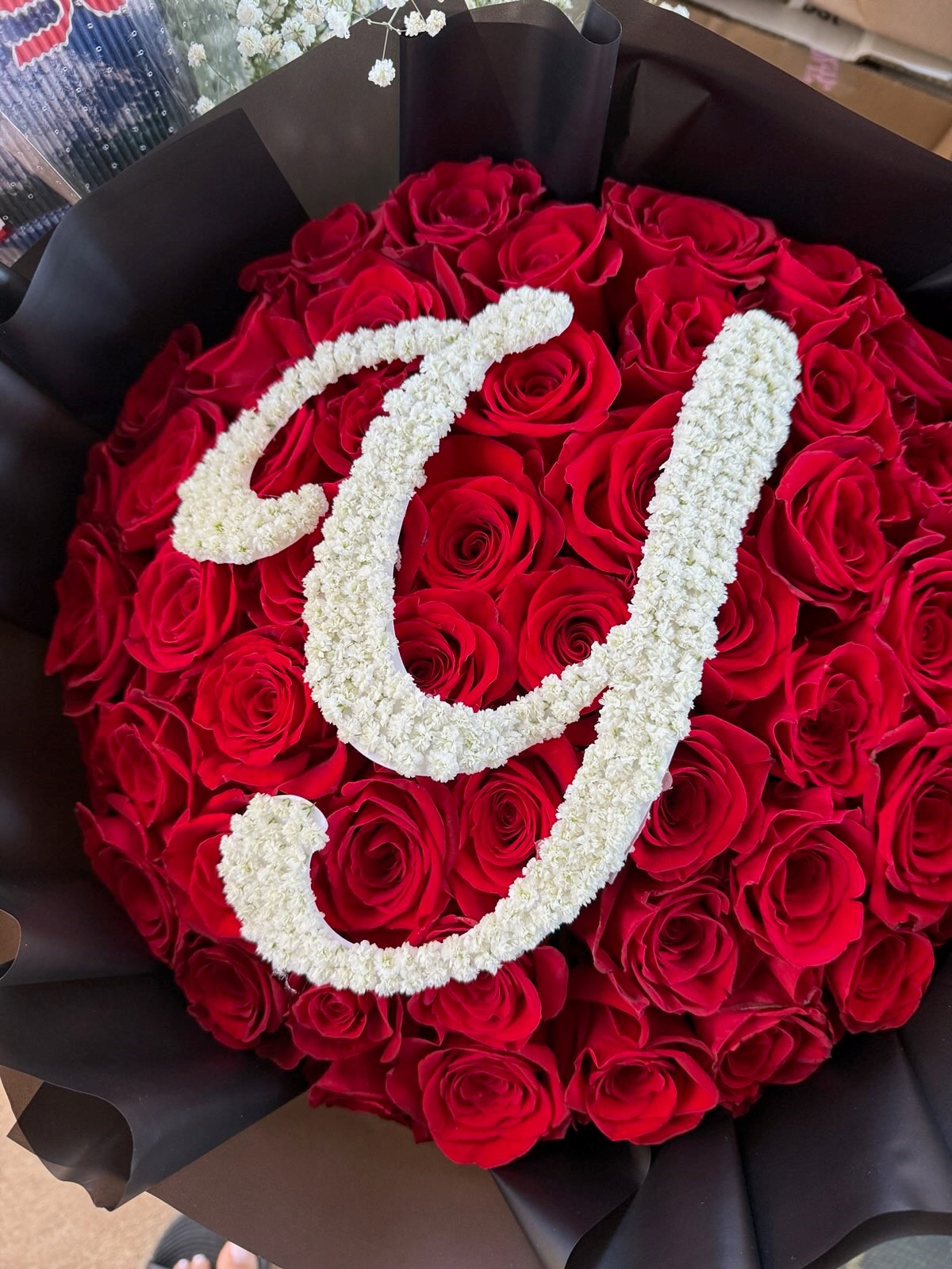 B&BA 50 rose bouquet with Initial